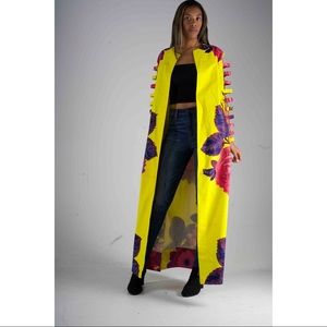 Yellow Floral Ankara Kimono